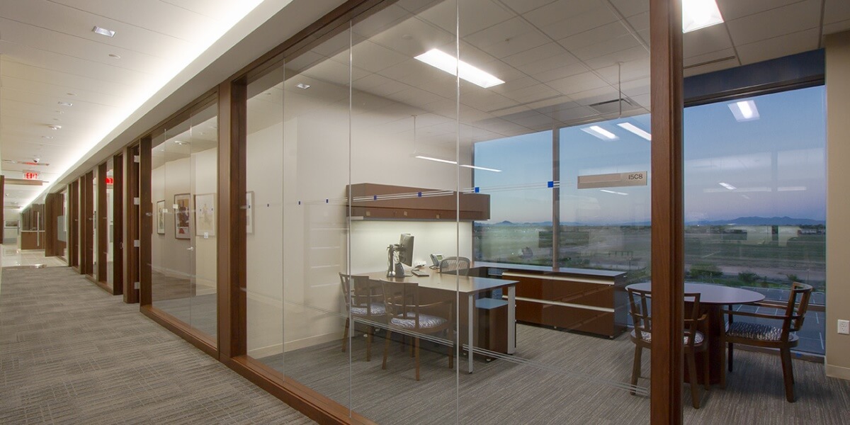 B of A - Merrill Lynch private offices, glass wall, Gilbert, AZ